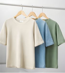 T-shirt surdimensionné à épaules tombantes en tissu gaufré personnalisé avec impression, 240 GSM, style preppy, streetwear, t-shirt lourd et durable - Product Image 3