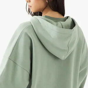 Smooth Finish Women Plain <b>Hoodie</b> For Daily Use With Ribbed Hem Cheap Rate With <b>Cropped</b> Design With <b>Zip</b> Up Closure & Custom Logo - Product Image 5