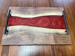 Bandeja para servir de resina y madera de tamaño personalizado HHO con diseño de Río para uso doméstico y para servir artículos de comida - Product Image 4