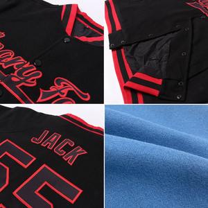 Blouson bombardier personnalisé bleu marine-blanc veste Varsity Letterman à boutons-pression coupe-vent streetwear veste Varsity vintage pour hommes - Product Image 3