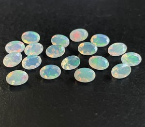 Natural Ethiopian Opal Oval Cut 3x5mm Faceted - Superb Multifire Quality Opal Oval Faceted Cut - Product Image 2