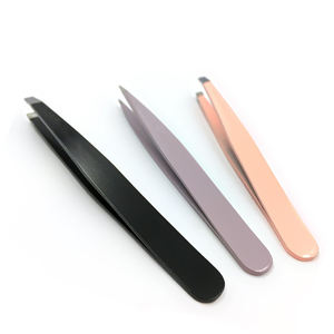Pinzas para Cejas de Acero Inoxidable con Punta Inclinada de Alta Calidad - Personalizables para Cuidado Personal al por Mayor - Product Image 1