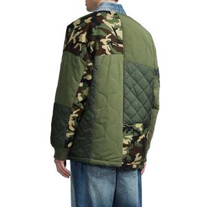 Nouvelle veste d'hiver pour homme 2026, camouflage, col en V, rembourrage en duvet, longue, à capuche, double poches, design unique de fermeture éclair, patchwork en denim, extérieur - Product Image 5