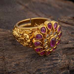 <b>Adjustable</b> Antique-Inspired Alloy and Copper Finger <b>Ring</b> Trendy Religious Wedding Flower Shape with Claw Inlay 152586 <b>Size</b> - Product Image 3