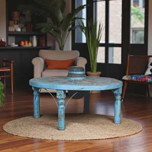 Mesa de Madera Rústica Hecha a Mano, Mueble Duradero para Té y TV, Juego de Muebles de Estilo Rústico para Sala de Estar - Product Image 1