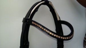 บังเหียนหนังนิ่มสีชมพูอุปกรณ์ขี่ม้าพร้อมสายรัดคิ้วคริสตัล - Product Image 6