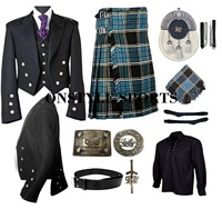 Ensemble de kilt écossais pour homme, léger, durable et de haute qualité, gris, traditionnel des Highlands, en acrylique, accessoires pour instruments de musique
