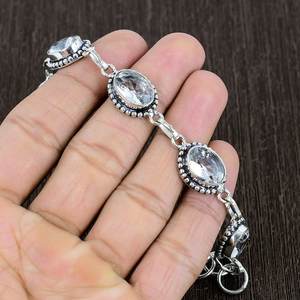 Faceted Crystal <b>Bracelet</b> 925 Sterling <b>Silver</b> Boho Handmade Gemstone Jewelry Statement Gift For Women - Product Image 6