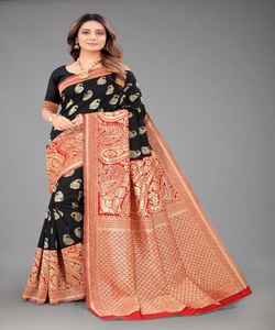 Vêtement ethnique en coton sari en soie Banarasi doux de Surat Gujarat pour des occasions spéciales - Product Image 5