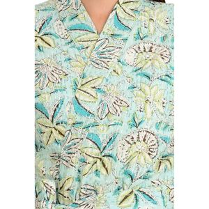 Kimono Largo Reversible Kantha-Stitch 100% Algodón Hecho a Mano Unisex con Malla Verde-Marrón para Mujer, Cárdigan, Regalo Perfecto - Product Image 2