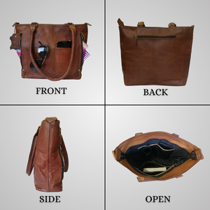 Sac fourre-tout en cuir véritable pour femme Sac à main à bandoulière vintage pour le shopping et l'utilisation quotidienne - Product Image 2