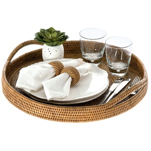 Accueil Hôtel Restaurant Café Hôtels Plats De Service Alimentaire Fruits Café Rotin Plateau De Service Partie Décoration De Table Vaisselle - Product Image 2