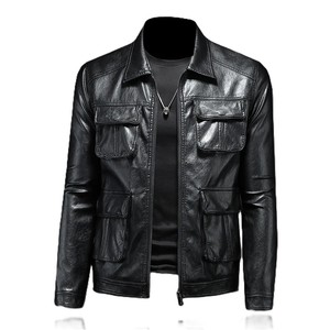 แจ็กเก็ตหนังแกะหลายกระเป๋าสำหรับผู้ชายแจ็กเก็ตแฟชั่นหนังแท้คุณภาพสูงปรับแต่งได้ - Product Image 2