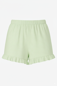 Short décontracté pour femme en maille côtelée à ourlet volanté, taille haute, séchage rapide, respirant, coupe ample - Product Image 6