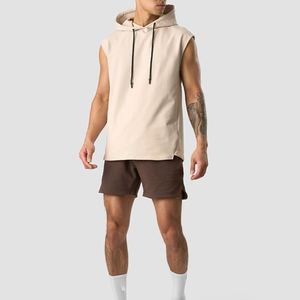 Alta calidad moda hombres sin mangas sudaderas con capucha superventas músculo Fitness ligero sin mangas Sudadera con capucha para hombres - Product Image 3