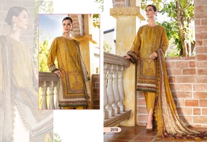 ชุดสูทด้านล่างพิมพ์ลายผ้าฝ้ายกึ่งสนามหญ้าแท้พร้อมแพทช์เย็บปักถักร้อยสุดพิเศษปาร์ตี้สวมชุดปากีสถานสําหรับผู้ใหญ่ขายออนไลน์ - Product Image 4