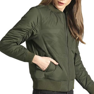 Blouson d'aviateur pour femmes le plus vendu avec col montant personnalisé traitement tricoté doublure en nylon respirant - Product Image 2
