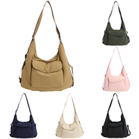 Tas Selempang Wanita Anti Air Bahan Nylon dengan Ritsleting, Dapat Diubah Menjadi Ransel, Tas Hobo, Tas Tote, Tas Bulan Sabit, Tas Selempang Silang