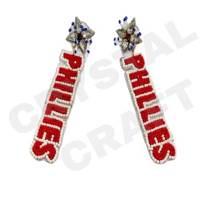 Boucles d'oreilles perlées de fleurs pour femmes couleur orange blanc bleu patriotique pour mariage ou jour commémoratif - Product Image 3