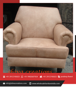 Sofás de cuero genuino de diseño moderno y muebles de hotel de fabricantes de muebles de dormitorio de madera maciza de La India - Product Image 4