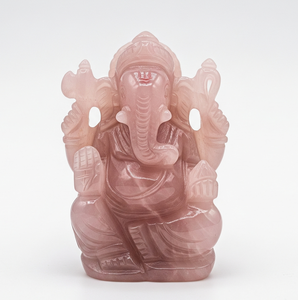 รูปปั้นพระพิฆเนศแกะสลักด้วยมืองานหัตถกรรมอัญมณีกึ่งมีค่ารูปกุหลาบควอตซ์แกะสลักของขวัญทางธุรกิจผลิตในอินเดีย - Product Image 6