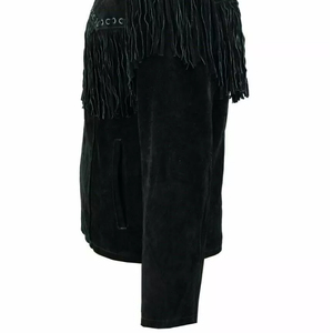 Chaqueta de Invierno Unisex con Flecos Estilo Occidental, Chaqueta de Cuero Genuino OEM, Prenda Exterior Moderna con Diseño de Gamuza - Product Image 5