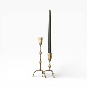 <b>Tall</b> Brass Candle Holder Set With Slim Stem And Wide Round Base For Elegant Dining <b>Table</b> And Luxury Home Decor - Product Image 5