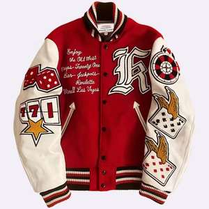 Vestes universitaires personnalisées pour hommes, vestes de baseball chaudes d'hiver, bombardiers, manches en cuir, logo brodé en chenille, tissu universitaire - Product Image 4