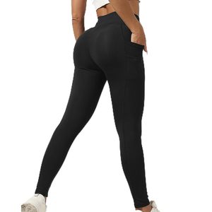 Leggings Capri da donna pantaloni da Yoga da palestra a vita alta con tasche in Spandex/Nylon collant da allenamento per Fitness Running-fornitura ODM - Product Image 1