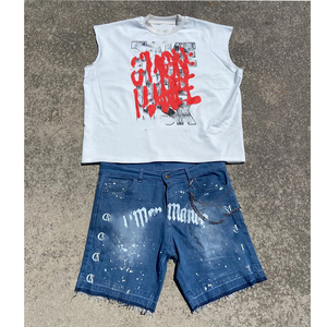 <b>Men</b> Plus Size Washed <b>Denim</b> Button Front <b>Shirt</b> and Shorts Set for Casual Summer Outings Breathable <b>Denim</b> Sets - Product Image 2