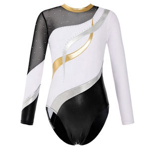 Nouvel arrivage de justaucorps de gymnastique à manches longues et col montant brillant pour filles robes de gymnastique personnalisées justaucorps fantaisie pour jeunes - Product Image 2