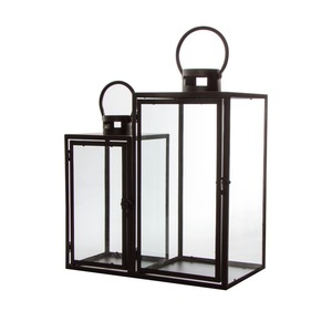 Designer Daily Use Indoor and <b>Outdoor</b> Tabletop and Floor Decorative <b>Black</b> Frame Glass <b>Lantern</b> at Low Price - Product Image 3