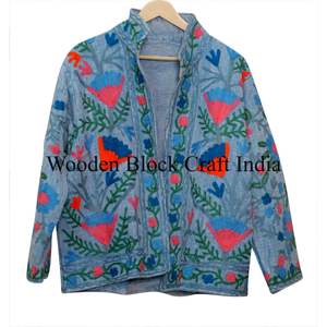 Handcrafted Knitted Quilted Cotton Suzani Jacket Boho Tribal Reversible Festival Fashion Ethnic Embroidery Wholesale Jackets - Product Image 6
