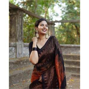 Cotton Slub SILK Saree <b>Party</b> Wear Indian Wedding Latest Designer Cotton Silk Saree with Blouse Woman Wear - Product Image 5