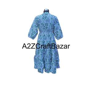 Robe mi-longue florale vintage coréenne Himanshi, coton écologique respirant, coupe confortable, facile à assortir, à porter au quotidien, différentes tailles - Product Image 6