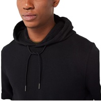 Sweat-shirt à capuche noir pour homme, coupe ample, 100% coton tricoté, pull décontracté avec poche avant, respirant pour l'hiver
