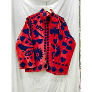 Sujani Ladies' Reversible Velvet Cotton <b>Jacket</b> Custom Logo Quilted Bomber Varsity Style Autumn <b>Mandarin</b> <b>Collar</b> Full Sleeve Hand - Product Image 1