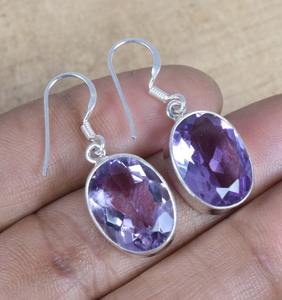 Pendientes colgantes de piedras preciosas de amatista, joyería de plata para mujeres y niñas, diseño de tendencia, pendientes de plata de ley sólida 925 - Product Image 2