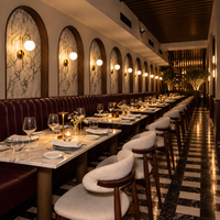 Chaise de restaurant italienne commerciale avec table en marbre pour hôtel, café, bistrot, ensemble de mobilier de restaurant