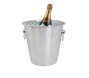 Nouvelle arrivée Design seau à glace refroidisseur de vin en acier inoxydable avec poignées seau refroidisseur de vin en métal avec support produit de fabrication indienne - Product Image 5