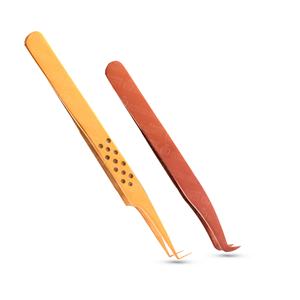 แหนบต่อขนตาไทเทเนียมสีทอง90องศาเครื่องมือความงามที่แม่นยำสำหรับการแต่งขนตาแบบมืออาชีพ - Product Image 2