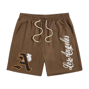 Pantalones cortos de algodón para correr con logotipo personalizado para hombre, pantalones cortos de gimnasio estampados transpirables para correr - Product Image 3