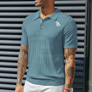 El último diseño, camisetas polo de punto con textura, ropa informal, camisetas polo de color personalizado con logotipo personalizado - Product Image 5