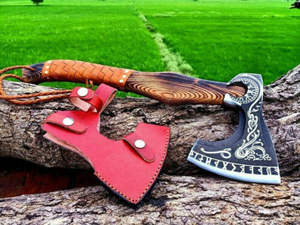 Handmade Custom Carbon Steel Viking <b>Axe</b> with Wooden Handle Industrial Grade Bearded Survival Outdoor <b>Axe</b> - Product Image 2