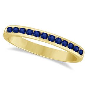 Anillo Apilable Delicado de Oro Amarillo de 14K con Zafiro Azul de 0.40ct, Joyería Fina Real para Promesas o Ocasiones Especiales - Product Image 2