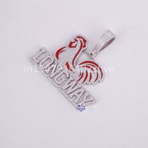 Pendentif Hip Hop pour Homme en Argent Sterling 925 Fait Main et Personnalisé, Moissanite Givrée Taille Brillant, Diamant Clarté VVS, Rhodié, pour Soirée - Product Image 5