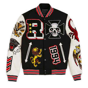 Chaqueta Varsity Personalizada de Hip Hop, Estilo Urbano, Talla Grande, Chaqueta Universitaria con Bordado de Chenilla de Calidad, Manga de Cuero de Béisbol - Product Image 2