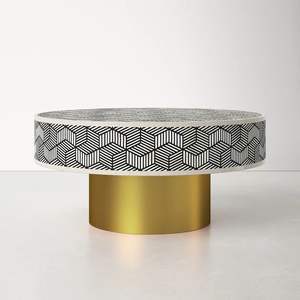 Table basse ronde en os incrusté, moderne, faite à la main, écologique, imperméable, style d'intérieur haut de gamme au meilleur prix - Product Image 2