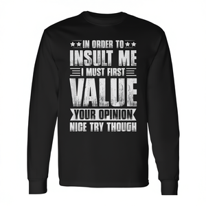 T-shirt à manches longues « Value First Self-Worth Insult », produit promotionnel de catégorie - Product Image 3