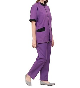 Medical Uniform Nurse Doctor <b>Hospital</b> <b>Scrub</b> Tops 100% Cotton Woven Fabric Comfortable Unisex Needle Detection Seamless Fusing - Product Image 2